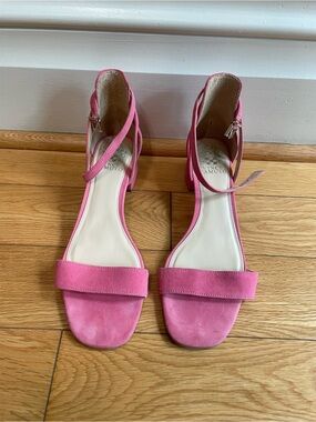 Vince Camuto Pink Suede Ankle-Strap Block Heels Sz 9.5